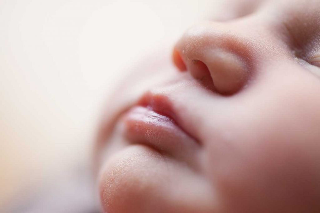 Newborn baby's face profile