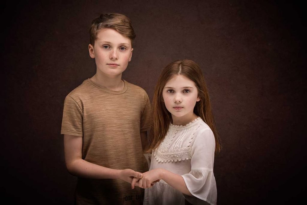Fine art portrait of brother and sister in glasgow